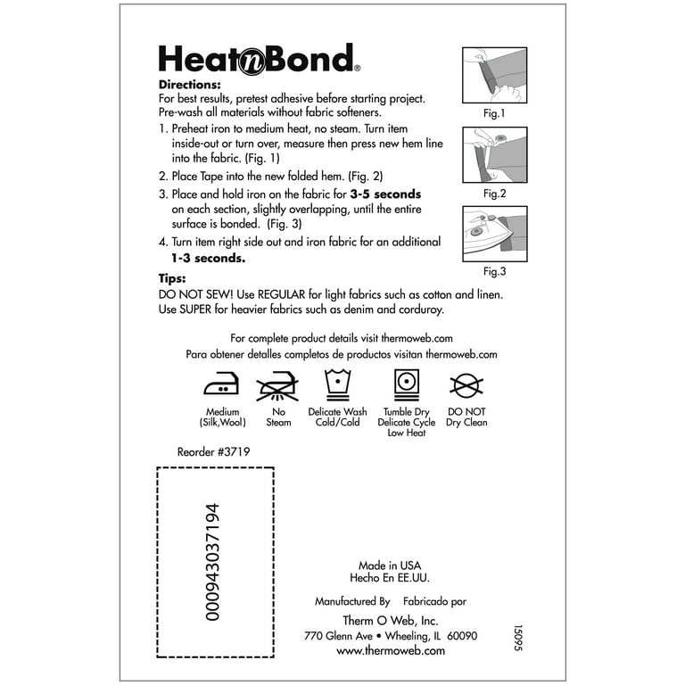Heat'n Bond Hem Iron-On Adhesive, Super Strength, White