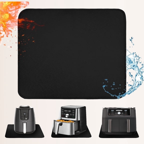 Heat Resistant Mat for Air Fryer, Silicone Countertop Protector Appliance Slider for Air Fryer, Coffee Maker, Toaster, Oven (Black)