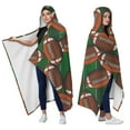 thumbnail image 2 of Wearable Blanket,Football on Field Pattern Hooded Wearable Flannel Blanket for Adults & Teens,Winter Poncho Shawl Wrap Cape Cozy Anti-Pill,60"x80", 2 of 2