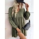 thumbnail image 4 of Vestidos Cortos de Larga para Mujer, Cuello en V, Informales, Holgados, con Vuelo, con , Estilo Bohemio para Vacaciones, para Otoño Verde XL, 4 of 10