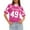 Light pink, variant on WTOBBY Women's Loose Fit Short Sleeve Mesh Football Jersey Inspired V-Neck Graphic Top Tee, Trendy Sportswear for Casual Wear, Comfortable and Lightweight Summer Apparel ,Light pink S