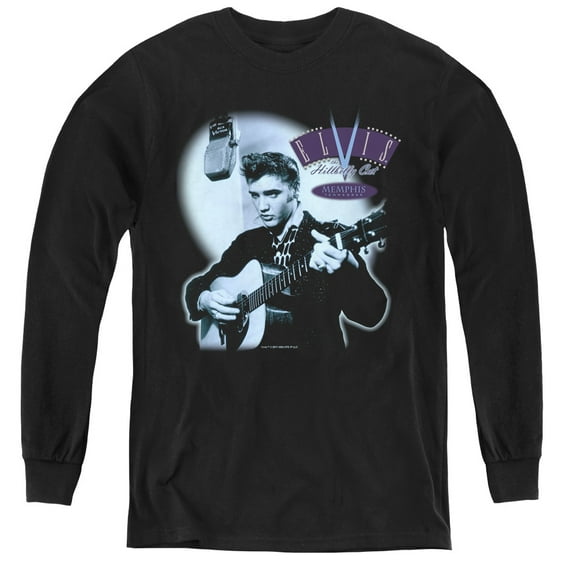 Elvis Presley Hillbilly Cat Youth Long Sleeve T-Shirt Black
