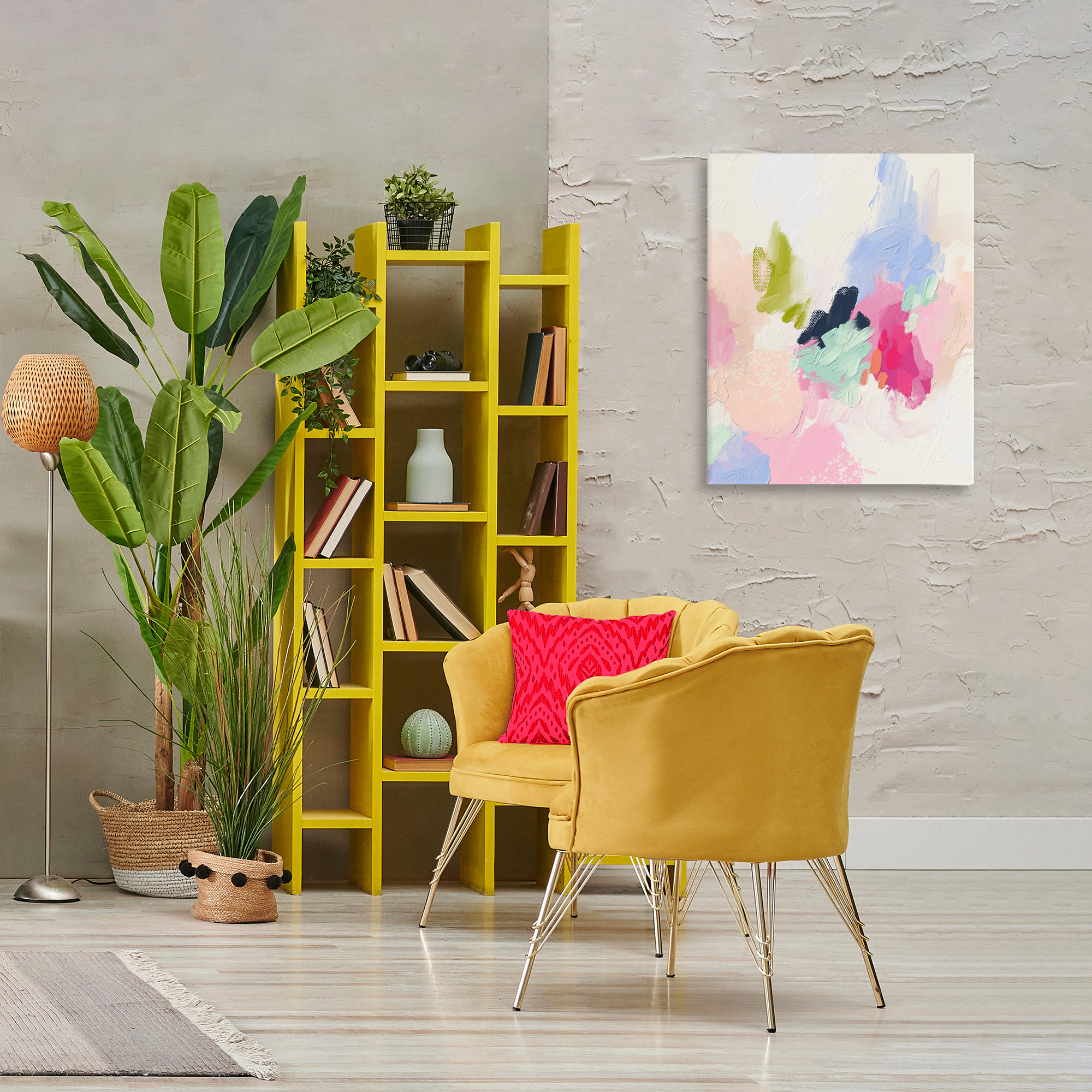 Stupell Industries Pastel Abstract Paint Strokes Abstract Painting Gallery Wrapped Canvas Art Print Wall Art, 24 x 30