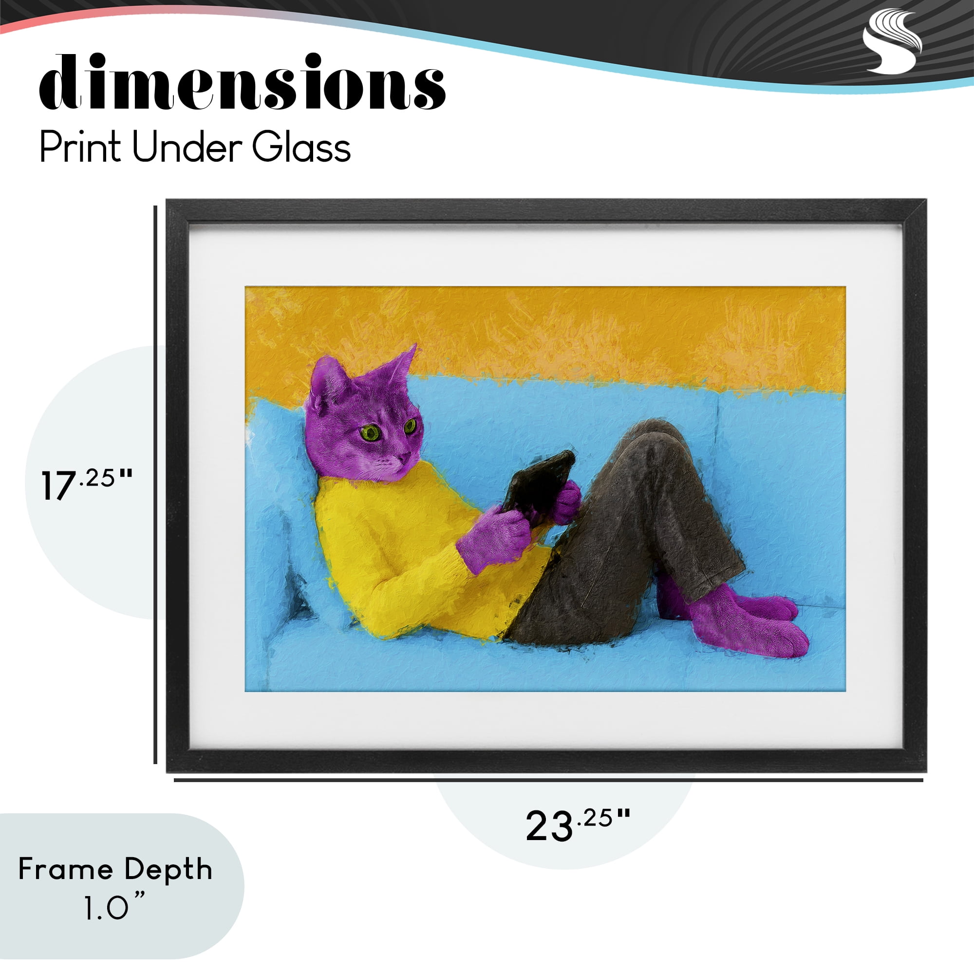 Stupell Industries Vibrant Cat Playing Game Black Framed Print Under Glass, design by Sean Parnell