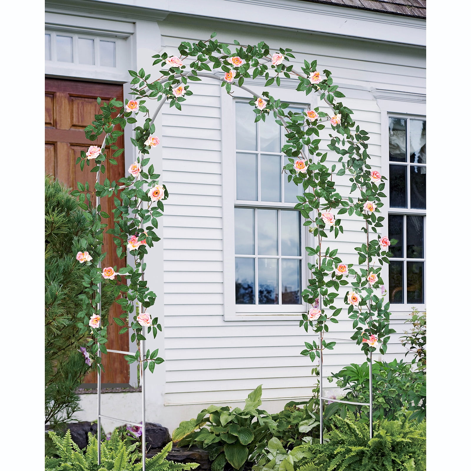 Skypatio 8ft Metal Garden Archway Trellis for Climbing Plants Support or Wedding Decor, White