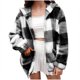 thumbnail image 2 of HongQid Womens Winter Coats Warm Plush Hooded Jackets Zip Up Button Cardigan Trendy Plaid Fleece Fuzzy Outerwear, 2 of 6