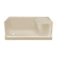 thumbnail image 2 of Aquatique 60" x 32" Single Threshold Shower Base With Left Hand Drain and Integral Right Hand Seat in Biscuit, 2 of 11