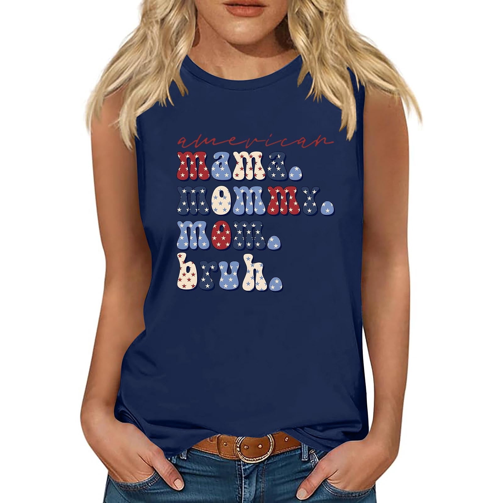 Funny Mama Mommy Mom Bruh Tank Top – Cute Letter Print Graphic Shirt For Women | Cotton Blend Sleeveless Top For Mother’s Day & Casual Wear - View #8
