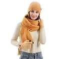 thumbnail image 4 of Fantastic Zone Womens Winter Warm Knit Beanie Hat Touchscreen Gloves Long Scarf Set with Fleece Lined Skull Caps Neck Scarves for Women Men,Yellow, 4 of 7