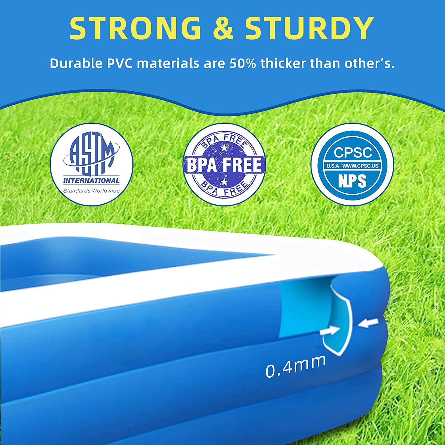 Inflatable Swimming Pool, Large Blow up Pool, Above Ground Swimming Pool for Family, Pools for Kid, Full-Sized Inflatable Pool for Toddler for Outdoors, Backyard