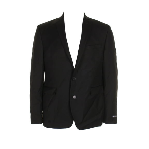 Bar Iii Mens Black Solid Extra Slim Single Breasted Notch Lapel Blazer 42S