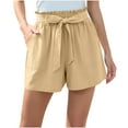 thumbnail image 2 of Nmnitkp Shorts for Women Comfort Summer Casual Loose With Pockets Drawstring Elastic Waist Pants Elastic fabric Short Pants Khaki,M, 2 of 8