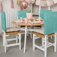 thumbnail image 2 of Turquoise Linen Chair Back Cover Only, Farmhouse Pure Color Linen Textured Chair Back Covers Set of 6, Removable Washable Slipcovers for Dining Room, Wedding & Holiday Decoration, 2 of 9