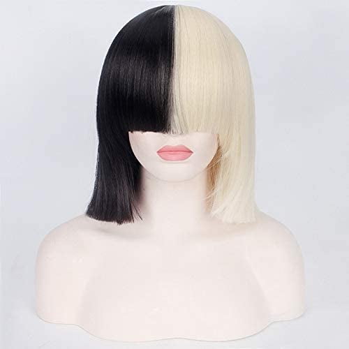 Short Two-Tone Cyber Girl Hair in Black & Blonde
