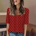 thumbnail image 2 of MIUOWANP Women's Oversized T-Shirt Summer Casual Short Sleeve Loose Tee Tops Loose Polka Dot Printed Short-Sleeve V-Neck Tops Size, 2 of 4