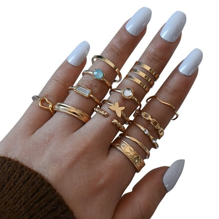 xiangDd 14 Pcs Ring Pack For Women Rings Set Knuckle Rings Silver Bohemian Rings Rings Joint Knot Ring Sets