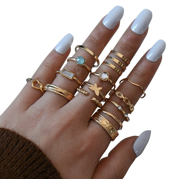xiangDd 14 Pcs Ring Pack For Women Rings Set Knuckle Rings Silver Bohemian Rings Rings Joint Knot Ring Sets