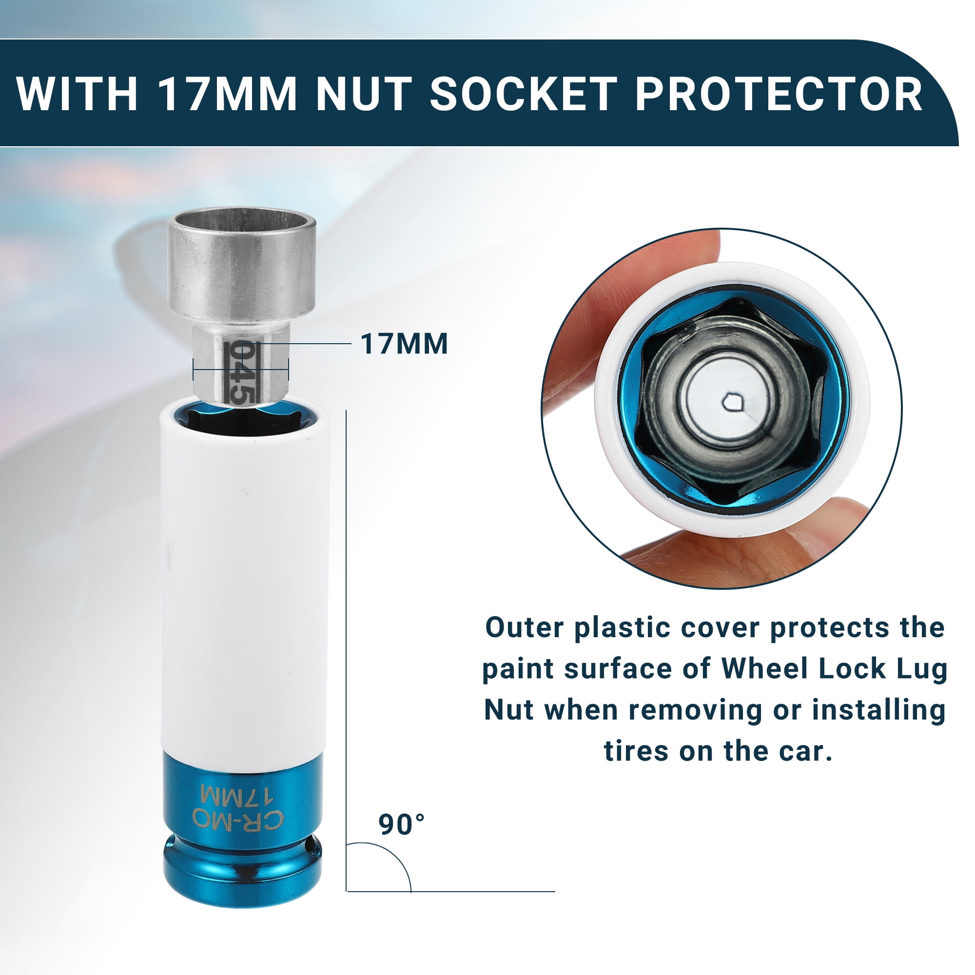 Unique Bargains 2Pcs Anti-Theft Wheel Lock Lug Nut with Protector Socket Type 045