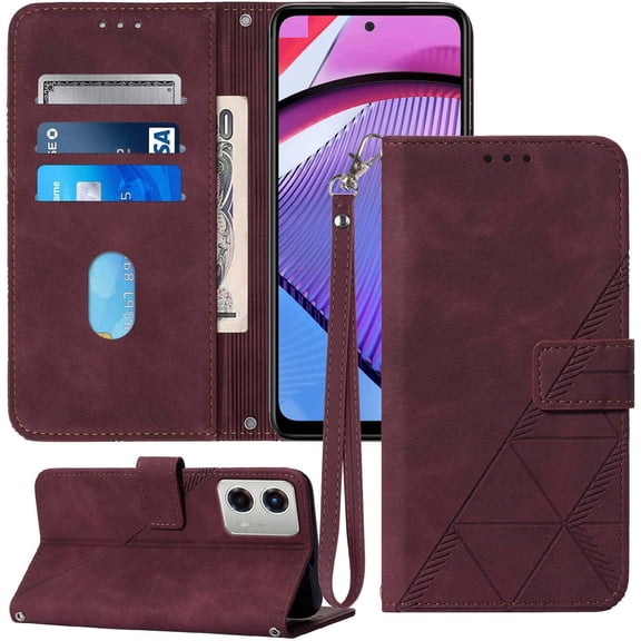 for Moto G 5G 2023 Case Wallet,[Kickstand][Wrist Strap][Card Holder Slots] TPU Interior Protective for Moto G 5G 2023 Phone Case,PU Leather Flip Cases Cover for Moto G 5G (2023) (Red)