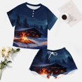 thumbnail image 4 of Christmas Snowmen Pajama Set for Women 2 Piece Sleepwear Loungewear Short Sleeve, 4 of 7
