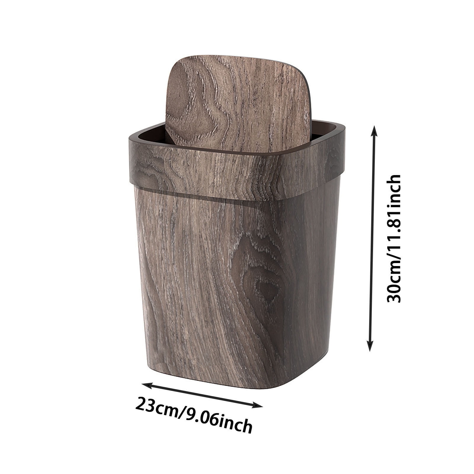 Small Can Can Wood Grain Small With Swing Lid Rectangular Garbage Reusable Farmhouse Waste For Bedroom Kitchen Bathroom Wooden Paper Bag Can Recycling Bag Things That Smell Kitchen Compost Bags Small