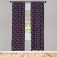 thumbnail image 4 of Ambesonne Geometric Window Curtains, Wavy Stripes Rectangles, Each 28" W x 84" L, Dark Coral and Slate Blue, 4 of 4