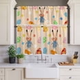 thumbnail image 3 of Kitchen Window Curtains Valance and Tier Set, Spring Easter Egg Rabbit Little Flowers Rod Pocket Tier Curtain Valance Set, Watercolor Floral Light Filtering Cafe Curtains for Bedroom Living Room, 3 of 9