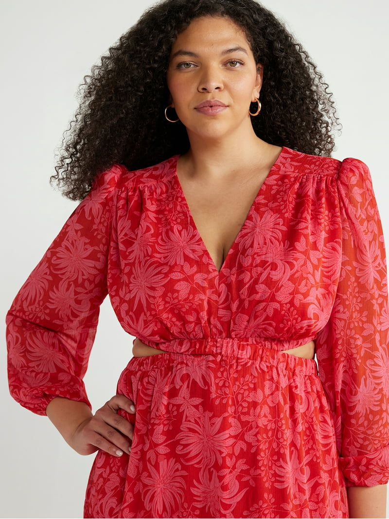 sofia jeans women's cutout maxi dress with long sleeves Sofia Jeans Women's and Women's Plus Cutout Maxi Dress with Long Sleeves, Sizes XS-5X