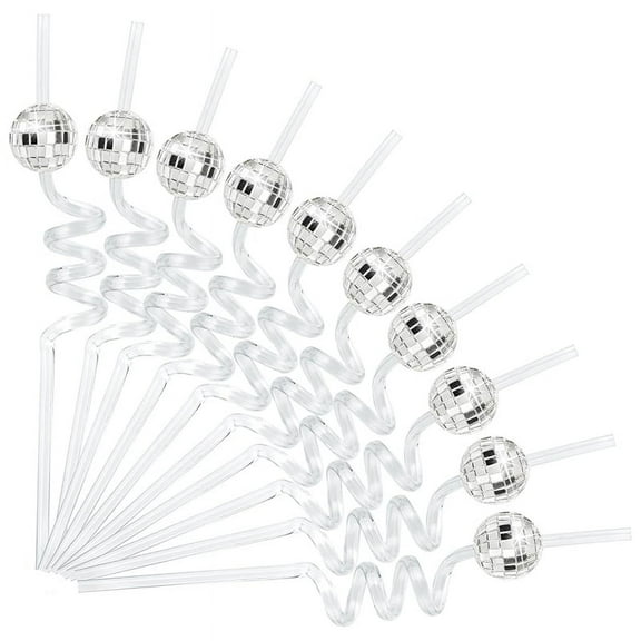 Mini Disco Straw, 20pcs Plastic Decorative Straws for 1970s Fever Retro Disco Partys Decorations,Brilliant Visual Effect