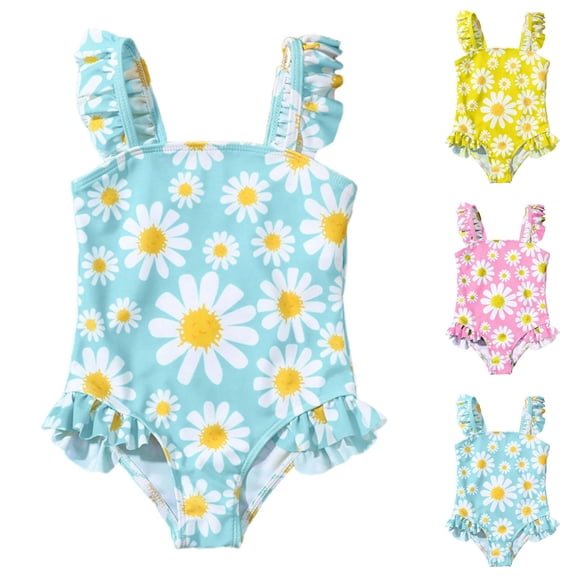 MUXiin Baby 5t Swimsuit Girls One Piece Ruffle Animal Print Girls Bathing Suit Quick Dry Comfortable Fit Surfing Swimsuit Breathable Colorful Kids' Swimming Clothes