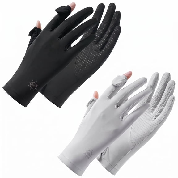 2 Pairs Touch Screen UV Protection Ice Silk Driving Gloves, Breathable Non Slip Outdoor Gloves for Women