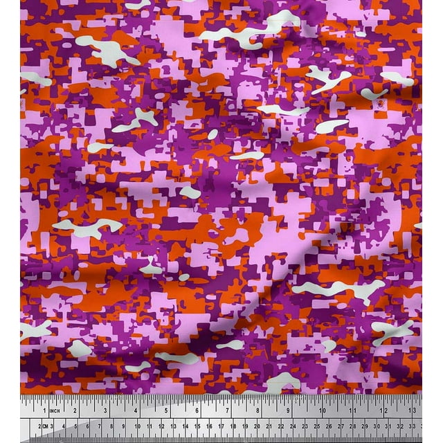 Soimoi Rayon Fabric Two Tone Camouflage Print Fabric by the Yard 42 Inch Wide