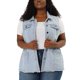 thumbnail image 1 of Women's Plus Size Jean Vest Button Down Turndown Collar Frayed Hem with Cargo Pocket Trucker Denim Vest Sky Blue 4X, 1 of 7