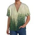 thumbnail image 3 of Balery Fog Forest Men's Casual Button Down Shirt Short Sleeve Textured Summer Cuban Beach Shirts-Large, 3 of 7