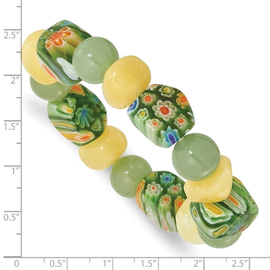 Aventurine Yellow Dyed Jade and Kangsai Glass Beaded Stretch Bracelet Stretch Bracelet for Women