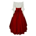 thumbnail image 4 of LOVZFMLL Renaissance Costume for Women Victorian Medieval Peasant Dress Ruffle Sleeve Lace Up High Low Shirt Maxi Dress Halloween Cosplay Party Outfit, 4 of 5