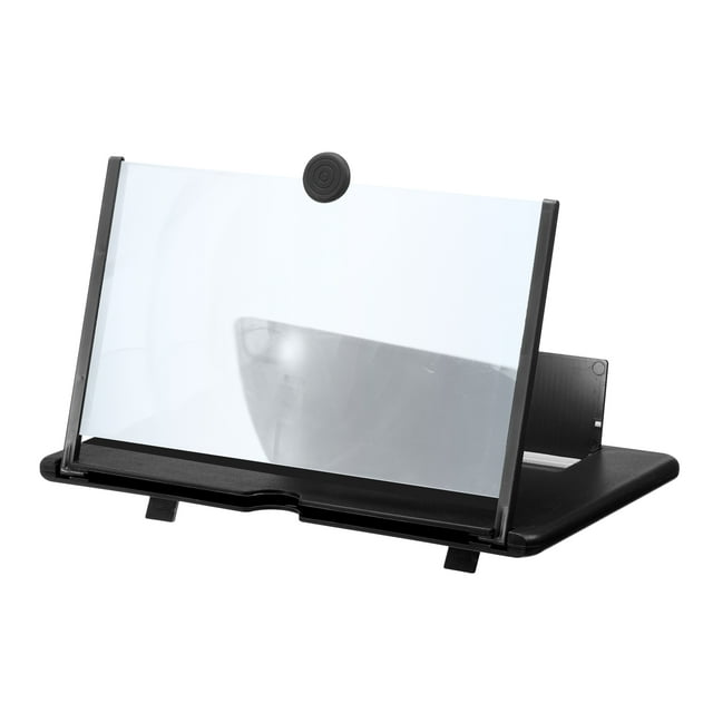 Unique Bargains 12' Screen Magnifier for Cell Phone, 3D HD Magnifying Projector Screen Amplifier Stand, Black 10.6x7x0.6'