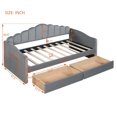 thumbnail image 4 of Twin Size Velvet Daybed, Modern Multi-Function Upholstered Sofa Bed Frame with 2 Drawers, USB Charging Ports and 2 Pockets, Wooden Platform Bed Frame for Living Room, Bedroom, Apartment, Gray, 4 of 9