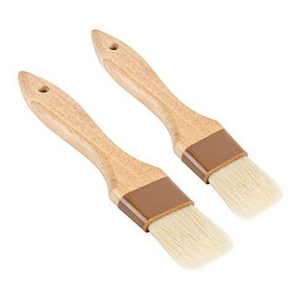

Set of 2 Pastry Brushes 1-Inch and 1 1/2 -Inch Width Pastry Brushes with Boar Bristles and Lacquered Hardwood Handles Grill BBQ Sauce Baster Baking Cooking Marinade Brushes