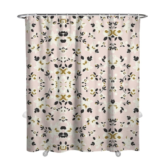 Wildflower and Garden Butterfly Shower Curtain, 72x84 Polyester, Romantic Farmhouse Floral Style with Hooks