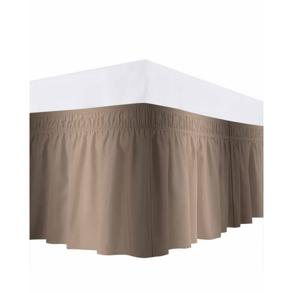 Dark Brown Bed Skirt California King Size 18" Drop Ombre Solid Color Gradient Modern Art Ruffled Wrap Around Bed Skirts Adjustable Elastic Bedskirt Dust Ruffle for California King Size Bed