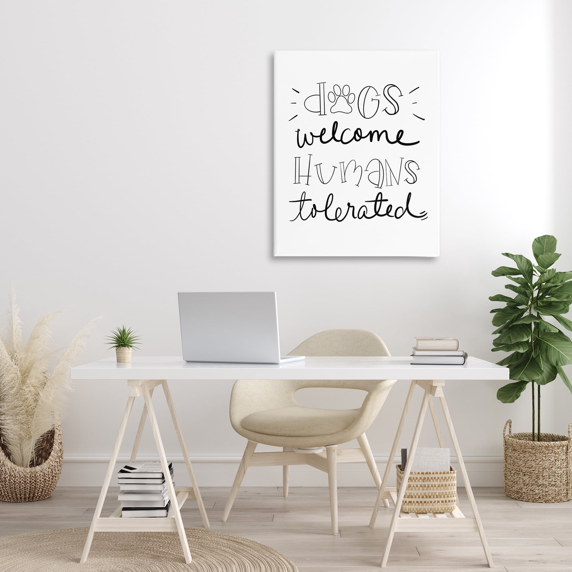 Stupell Industries Dogs Welcome Humans Tolerated Typography Painting Gallery Wrapped Canvas Art Print Wall Art, 30 x 40