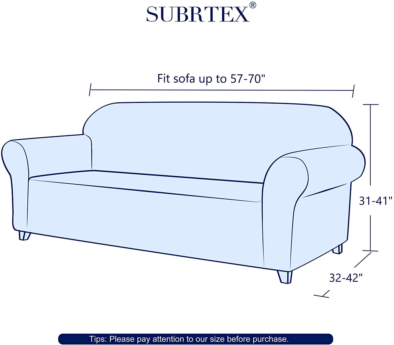 Subrtex 1-Piece Stretch Sofa Slipcover Non Slip Couch Cover (Loveseat, Denim Blue)