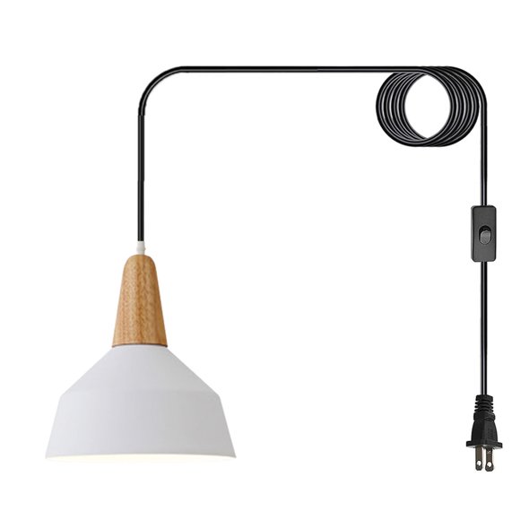 Ceiling Light Plug In Nordic Style Dining Room Metal White Corner Lights Hanging Pendant Light Plug In