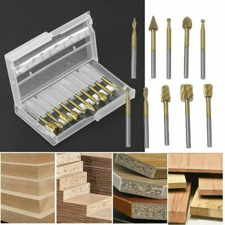 

Set Drill Shank Tool 10Pcs 3mm Router Accessories Bits Golden High Hardness