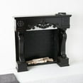 thumbnail image 2 of DecMode 45" x 43" Wood Black Freestanding Scroll Surround Fireplace Mantle with Floral Accents, 2 of 14