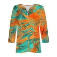 thumbnail image 3 of Blusas para las Mujeres Casual Impreso 3/4 Mangas Cuello en V Botón de Ocio Top Blusa Tops para las Mujeres, 3 of 7