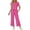 Hot Pink, variant on Avrnliq Womens Black Two Piece Casual Set, Stretch Breathable V Neck Cap Sleeve Top & Drawstring Waist Wide Leg Cropped Pants for Everyday Home Travel Wear,Size L