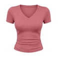 thumbnail image 3 of KyCheLot Women's Plus Size T-Shirts V Neck Summer Solid Color Short Sleeve Tops Fitted Lightweight Comfy T-Shirts, 3 of 8