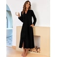 thumbnail image 3 of Ekouaer Women Zipper Robe Long Sleeve Loungewear Lightweight Housecoat Full Length Nightgown with Pockets, 3 of 7
